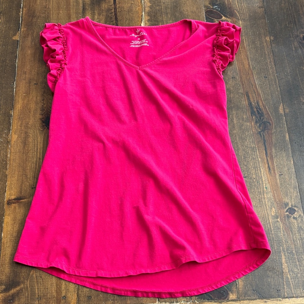 Women's Pink Ruffle Sleeve Top
